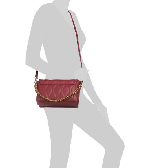 ROBERTA ROSSI Italy Leather Quilted Crossbody With Woven Chain Handle - Picture 2 of 2